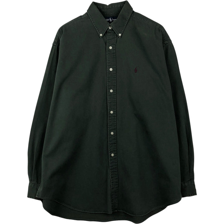 Ralph Lauren BLAKE long sleeve button down shirt, men's XL size cotton Khaki type Vintage Second Hand