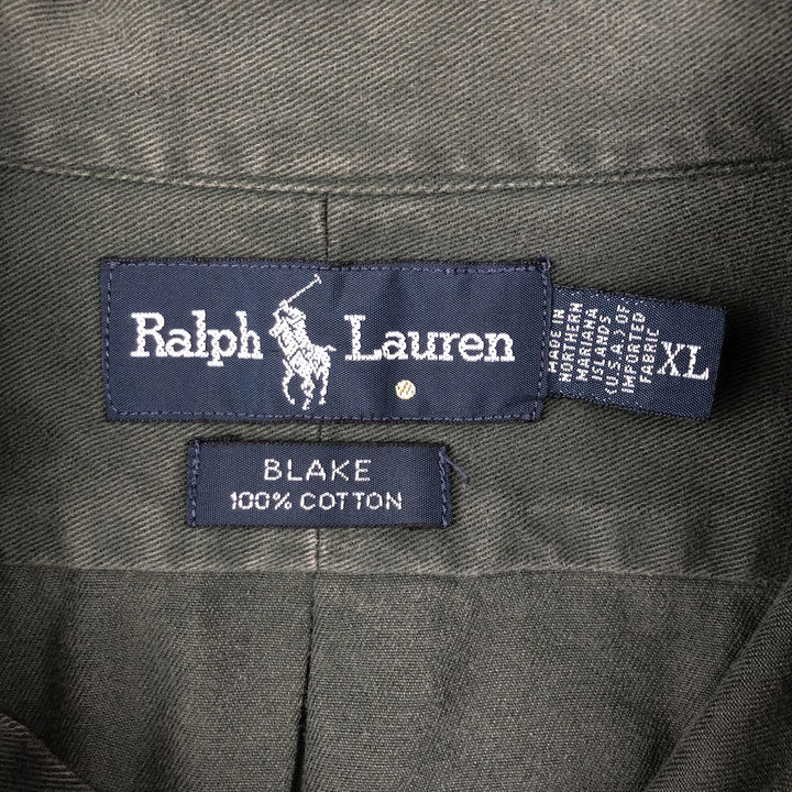 Ralph Lauren BLAKE long sleeve button down shirt, men's XL size cotton Khaki type Vintage Second Hand