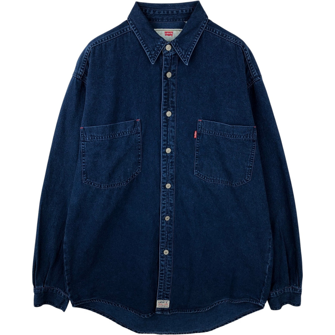 90'S Vintage Levi's Long Sleeve Denim Shirt, Men's Size Medium cotton blue type Vintage Second Hand