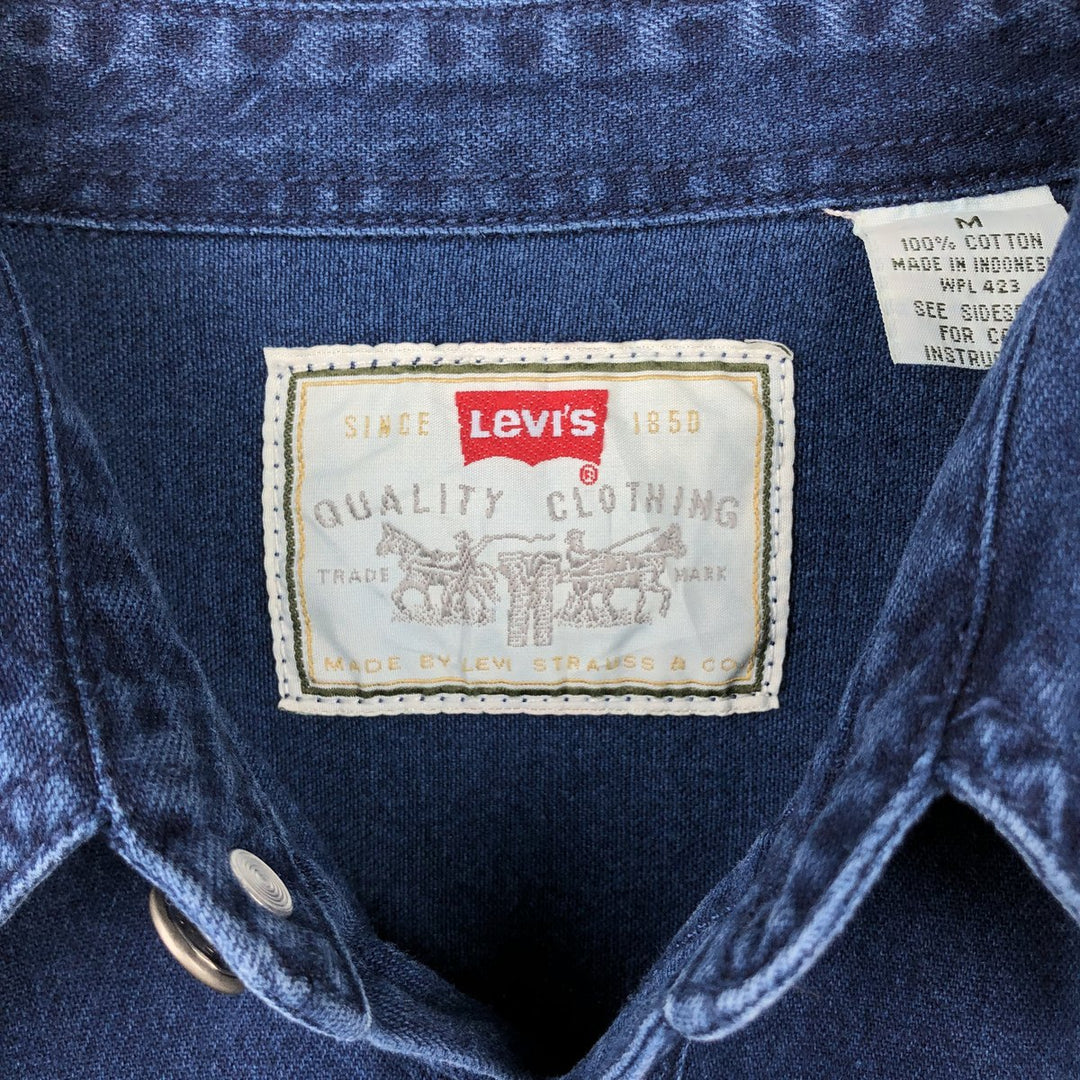 90'S Vintage Levi's Long Sleeve Denim Shirt, Men's Size Medium cotton blue type Vintage Second Hand