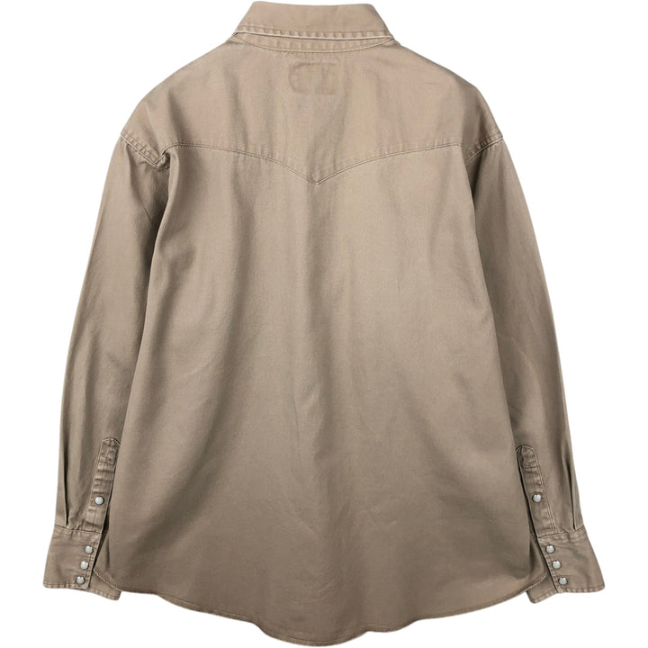 Wrangler Long-Sleeve Western Shirt, Men's Size XL (approx.) cotton Beige type Vintage Second Hand