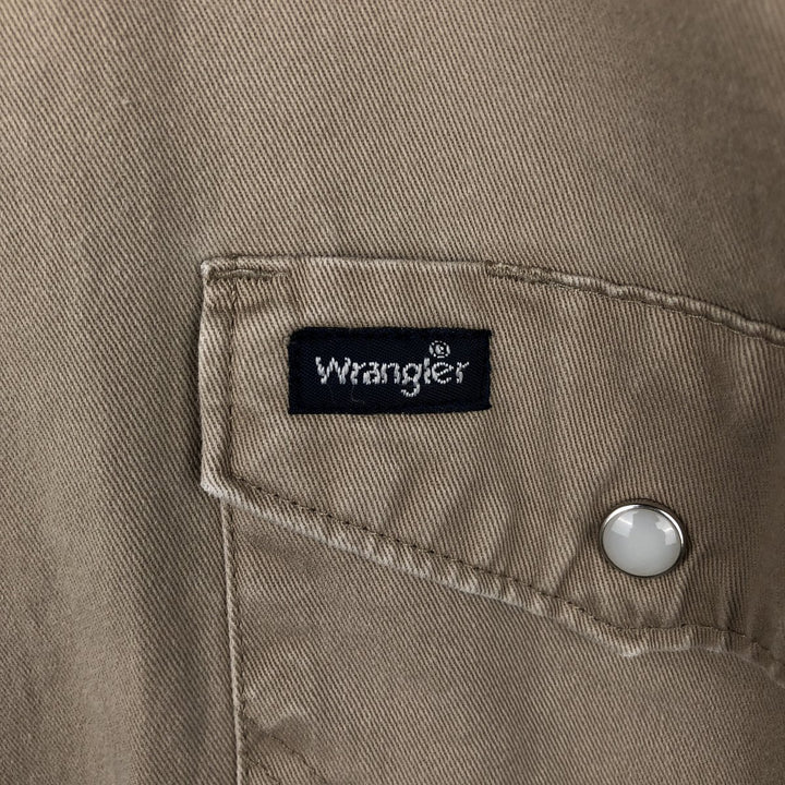 Wrangler Long-Sleeve Western Shirt, Men's Size XL (approx.) cotton Beige type Vintage Second Hand