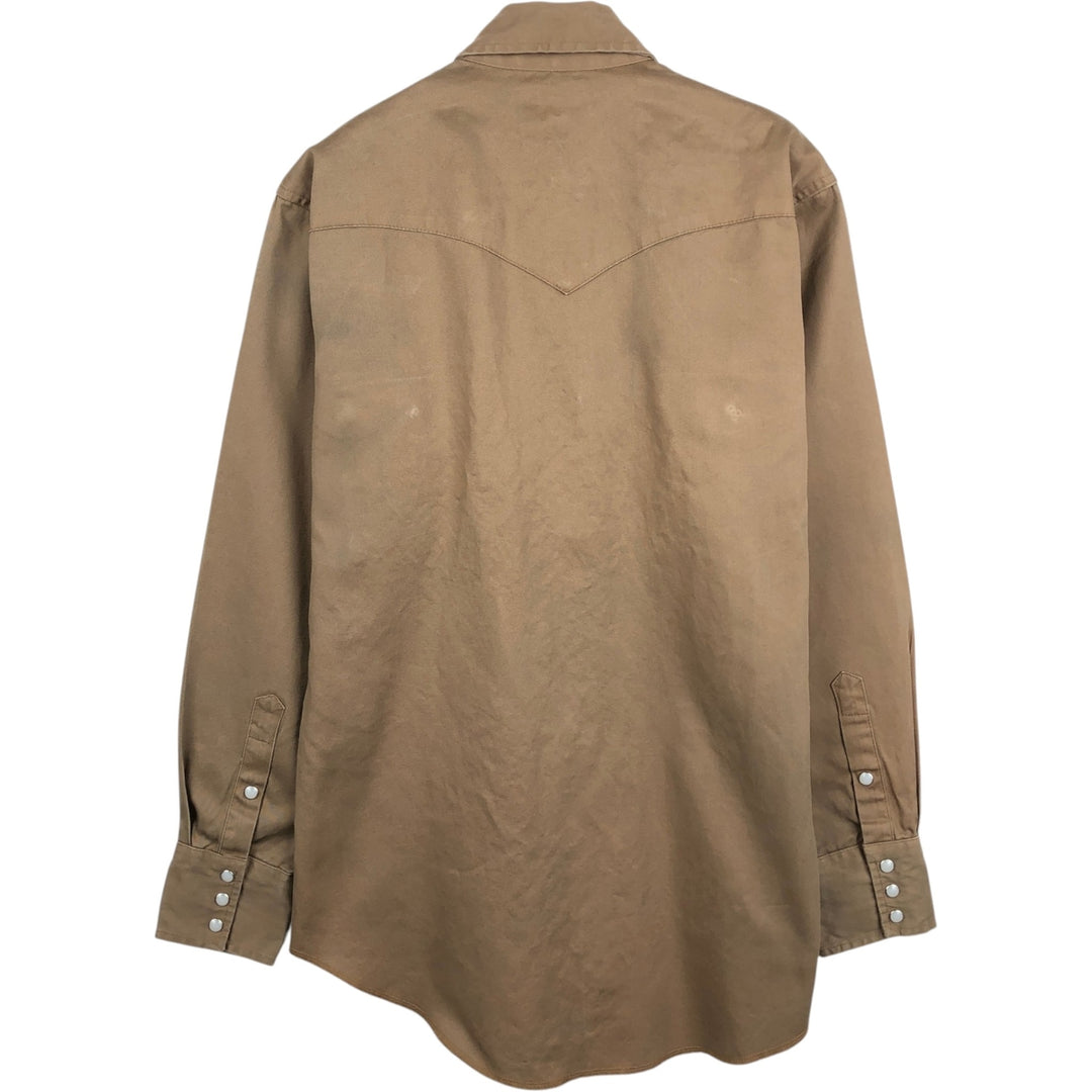 Wrangler Long Sleeve Western Shirt, Men's Size Medium cotton Khaki type beige Vintage Second Hand