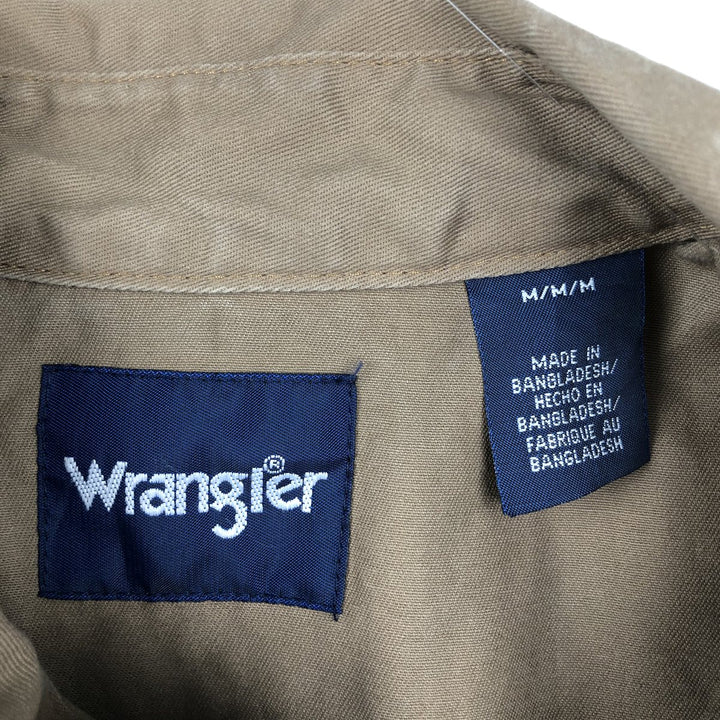 Wrangler Long Sleeve Western Shirt, Men's Size Medium cotton Khaki type beige Vintage Second Hand