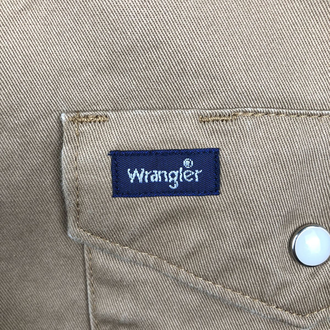 Wrangler Long Sleeve Western Shirt, Men's Size Medium cotton Khaki type beige Vintage Second Hand