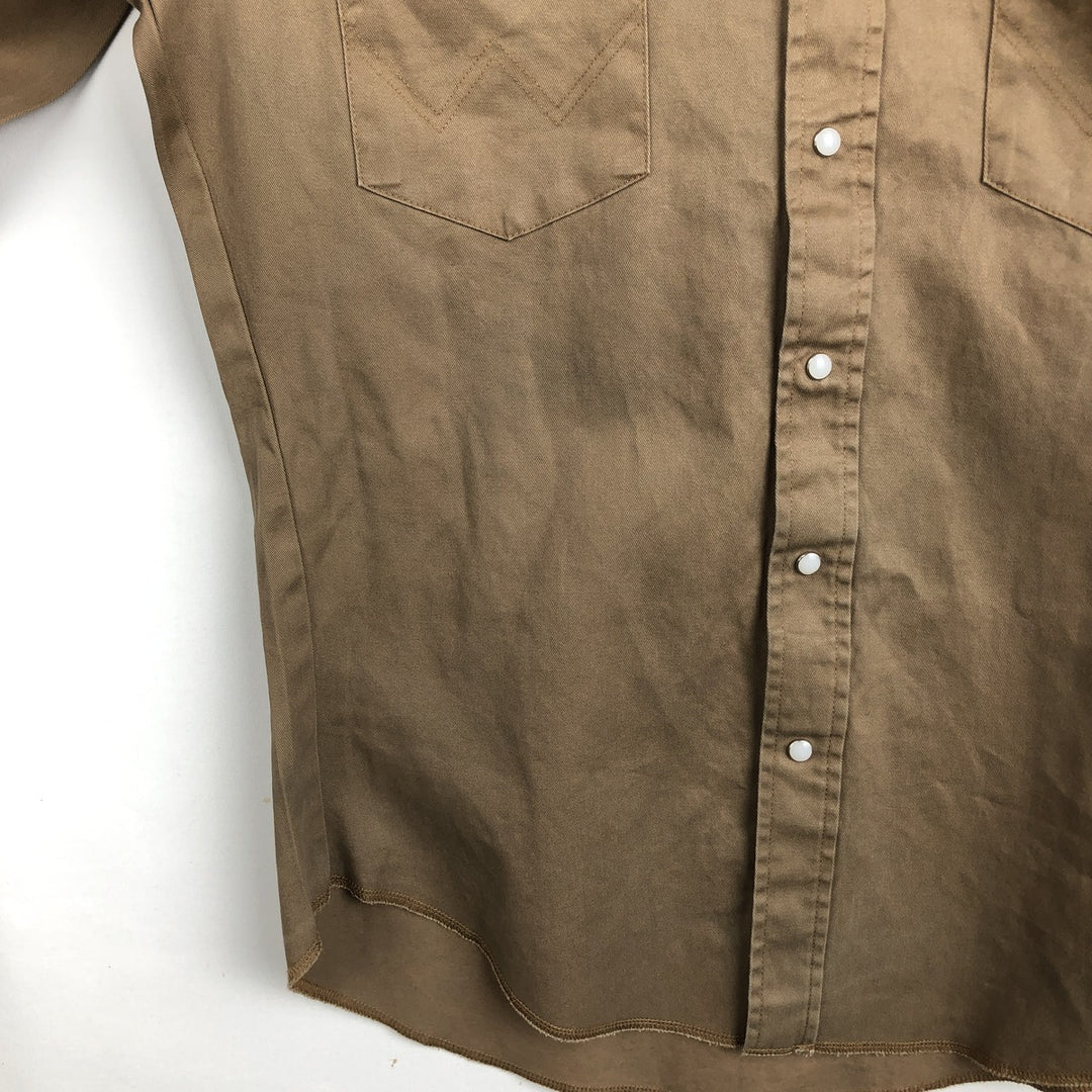 Wrangler Long Sleeve Western Shirt, Men's Size Medium cotton Khaki type beige Vintage Second Hand