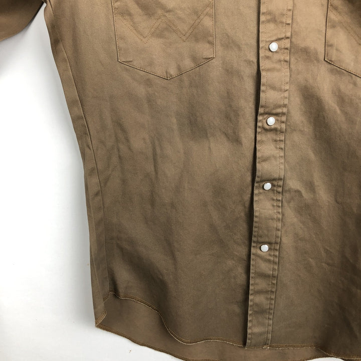 Wrangler Long Sleeve Western Shirt, Men's Size Medium cotton Khaki type beige Vintage Second Hand