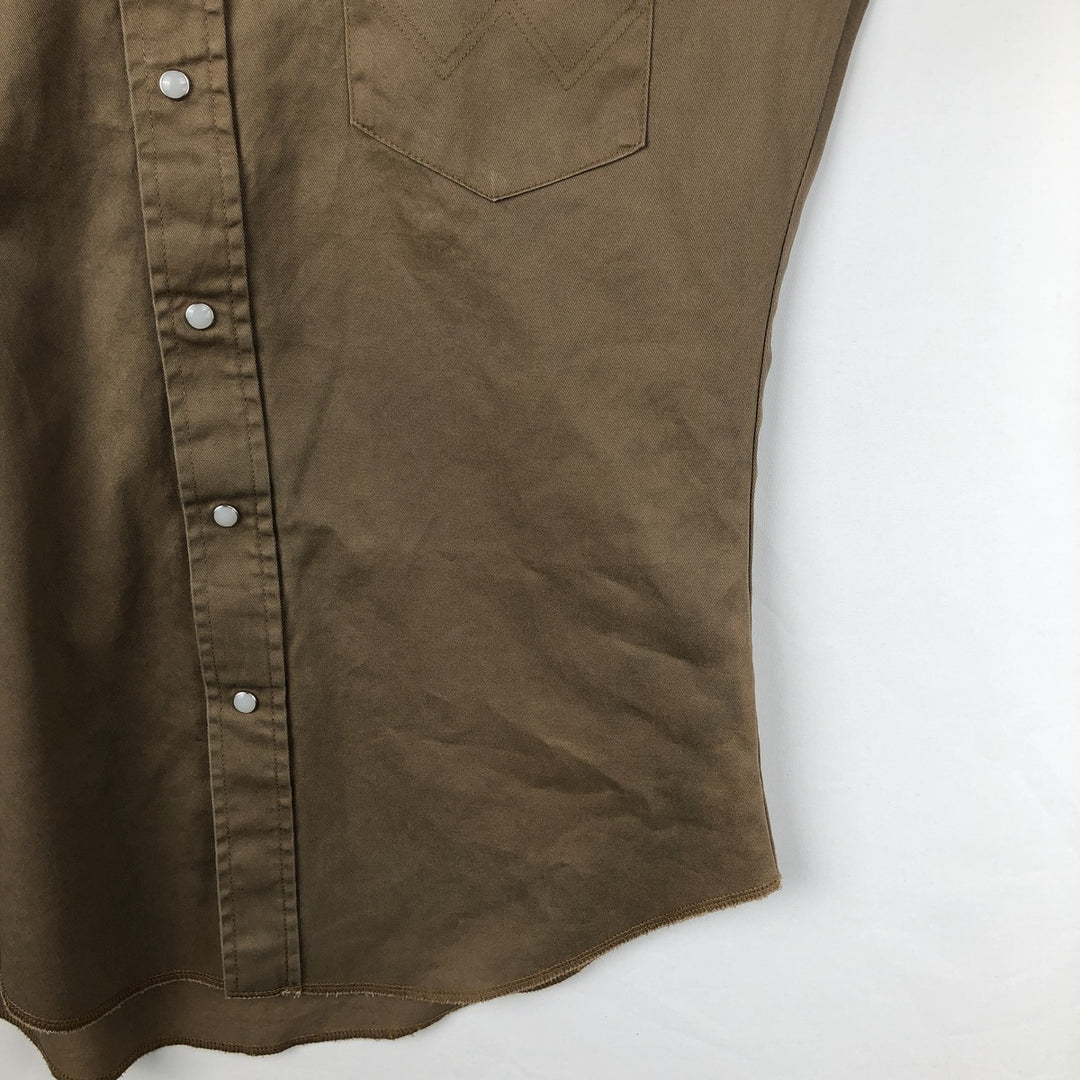 Wrangler Long Sleeve Western Shirt, Men's Size Medium cotton Khaki type beige Vintage Second Hand