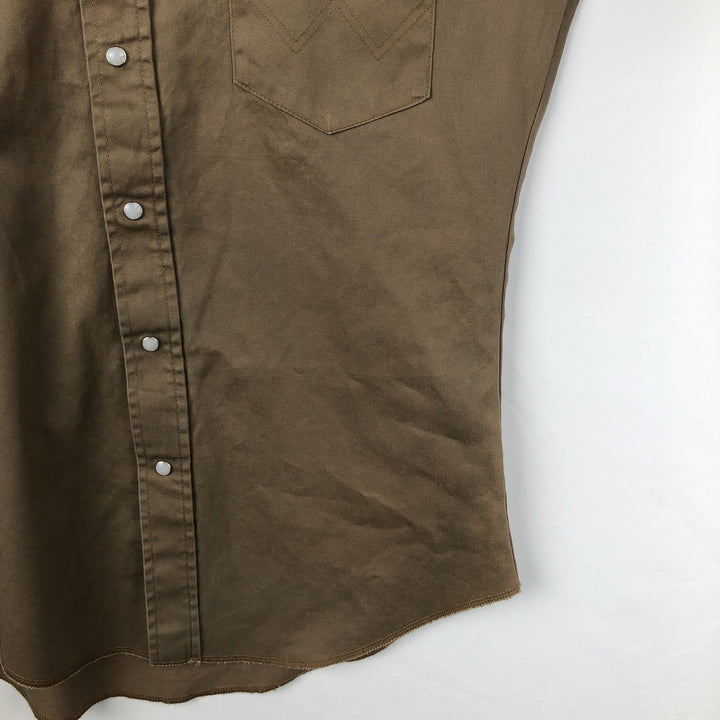 Wrangler Long Sleeve Western Shirt, Men's Size Medium cotton Khaki type beige Vintage Second Hand