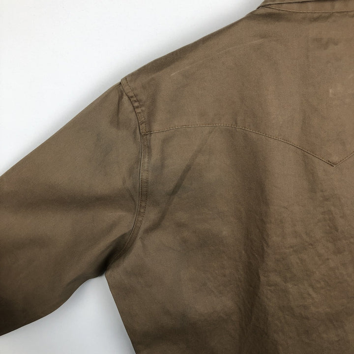 Wrangler Long Sleeve Western Shirt, Men's Size Medium cotton Khaki type beige Vintage Second Hand