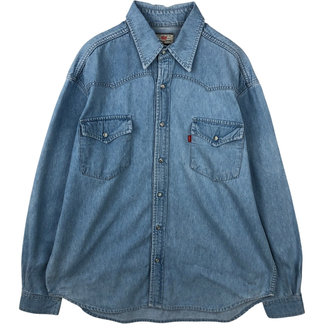 Levi's Long-Sleeve Denim Western Shirt, Men's Size XXL (approx.) unclear Blue type light blue Vintage Second Hand