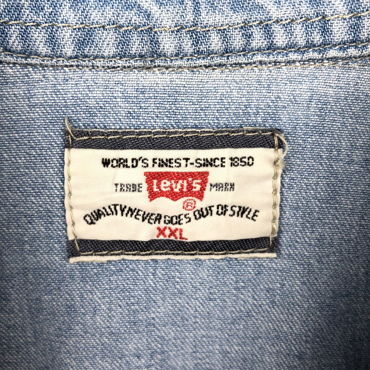 Levi's Long-Sleeve Denim Western Shirt, Men's Size XXL (approx.) unclear Blue type light blue Vintage Second Hand