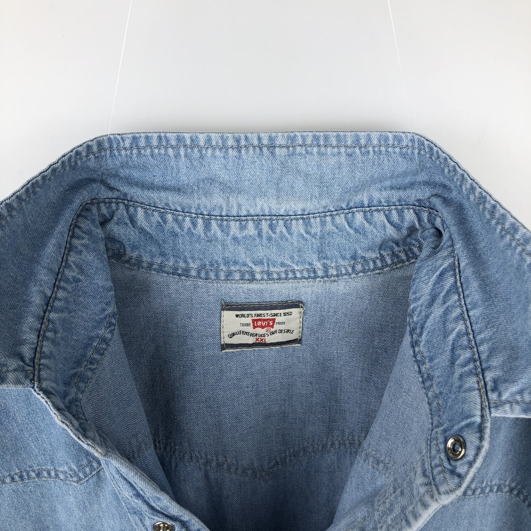 Levi's Long-Sleeve Denim Western Shirt, Men's Size XXL (approx.) unclear Blue type light blue Vintage Second Hand