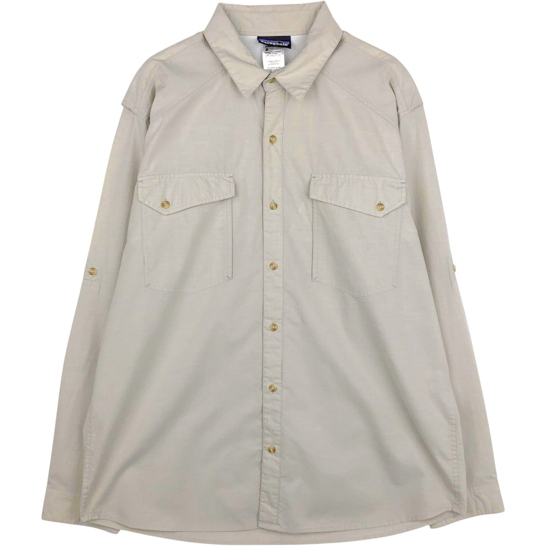 Patagonia 52230SP12 Slick Calm Shirt Long Sleeve Fishing Shirt Men's Size L (approx.) Organic cotton Beige type Vintage Second Hand