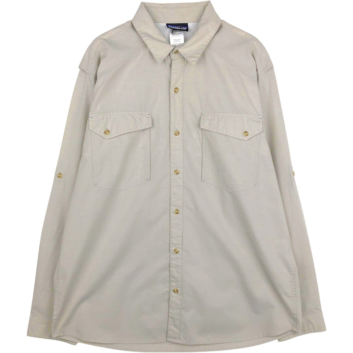Patagonia 52230SP12 Slick Calm Shirt Long Sleeve Fishing Shirt Men's Size L (approx.) Organic cotton Beige type Vintage Second Hand