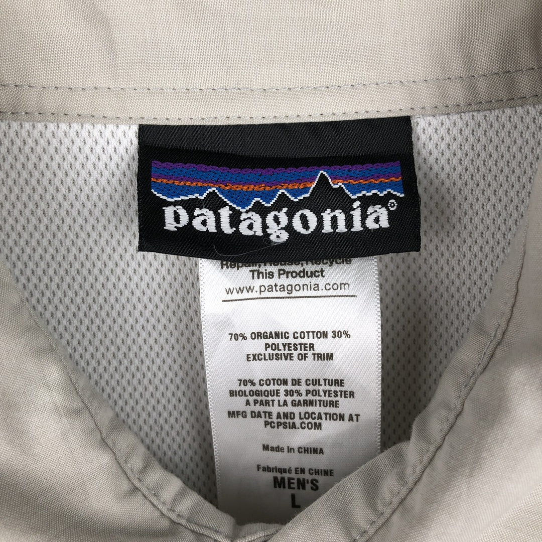 Patagonia 52230SP12 Slick Calm Shirt Long Sleeve Fishing Shirt Men's Size L (approx.) Organic cotton Beige type Vintage Second Hand