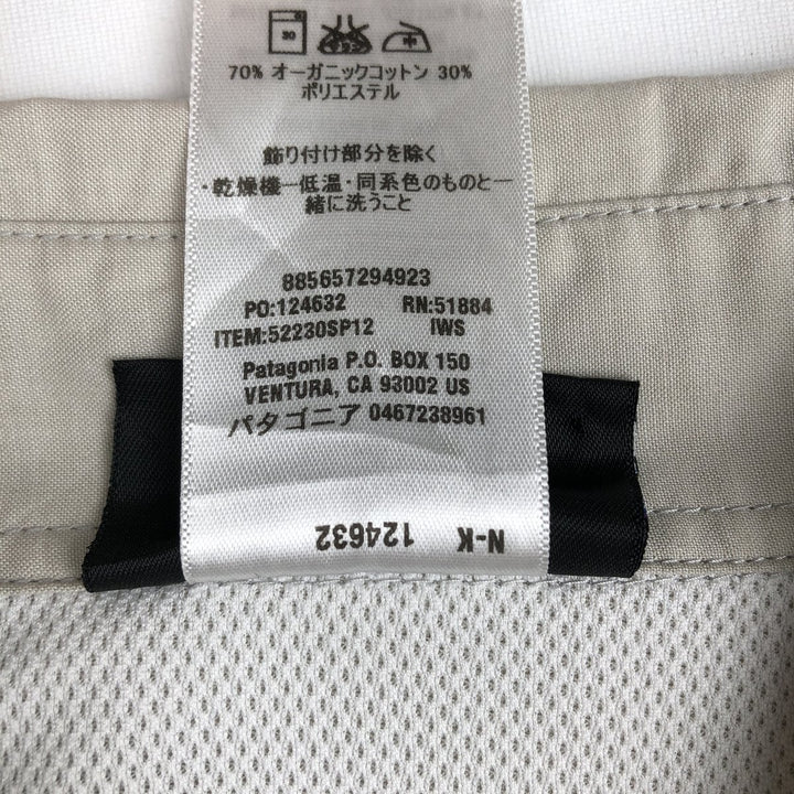 Patagonia 52230SP12 Slick Calm Shirt Long Sleeve Fishing Shirt Men's Size L (approx.) Organic cotton Beige type Vintage Second Hand