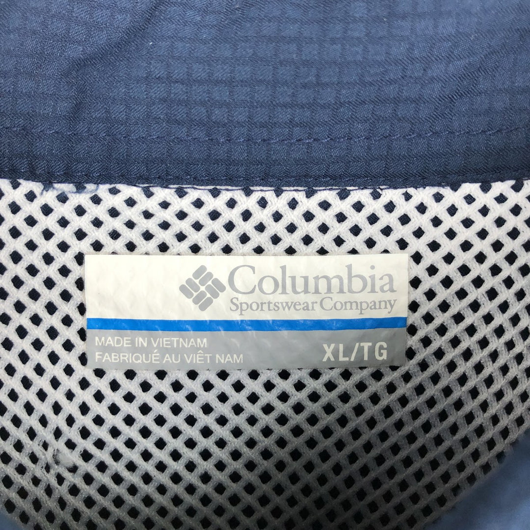 Columbia PFG OMNI-SHADE Button-Down Long-Sleeve Fishing Shirt, Men's Size XL (approx.) polyester navy blue type Vintage Second Hand