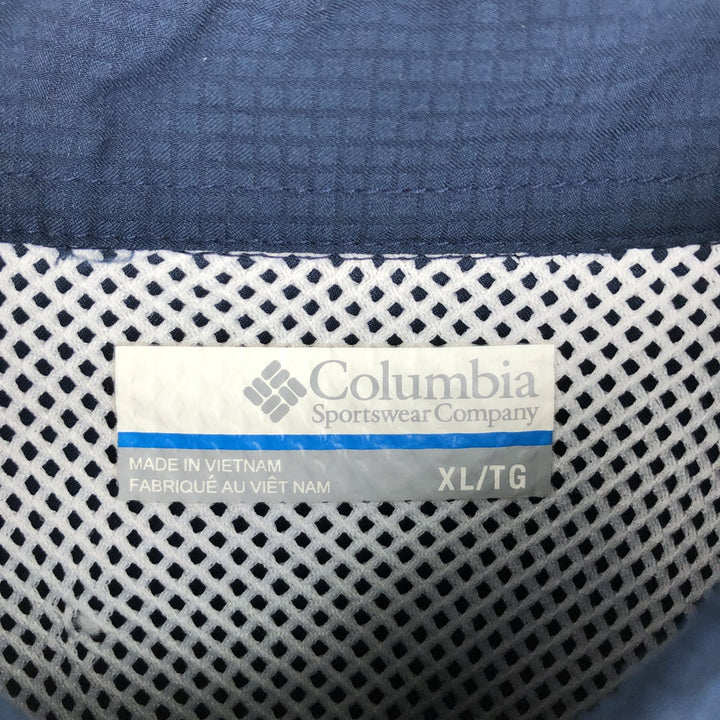 Columbia PFG OMNI-SHADE Button-Down Long-Sleeve Fishing Shirt, Men's Size XL (approx.) polyester navy blue type Vintage Second Hand