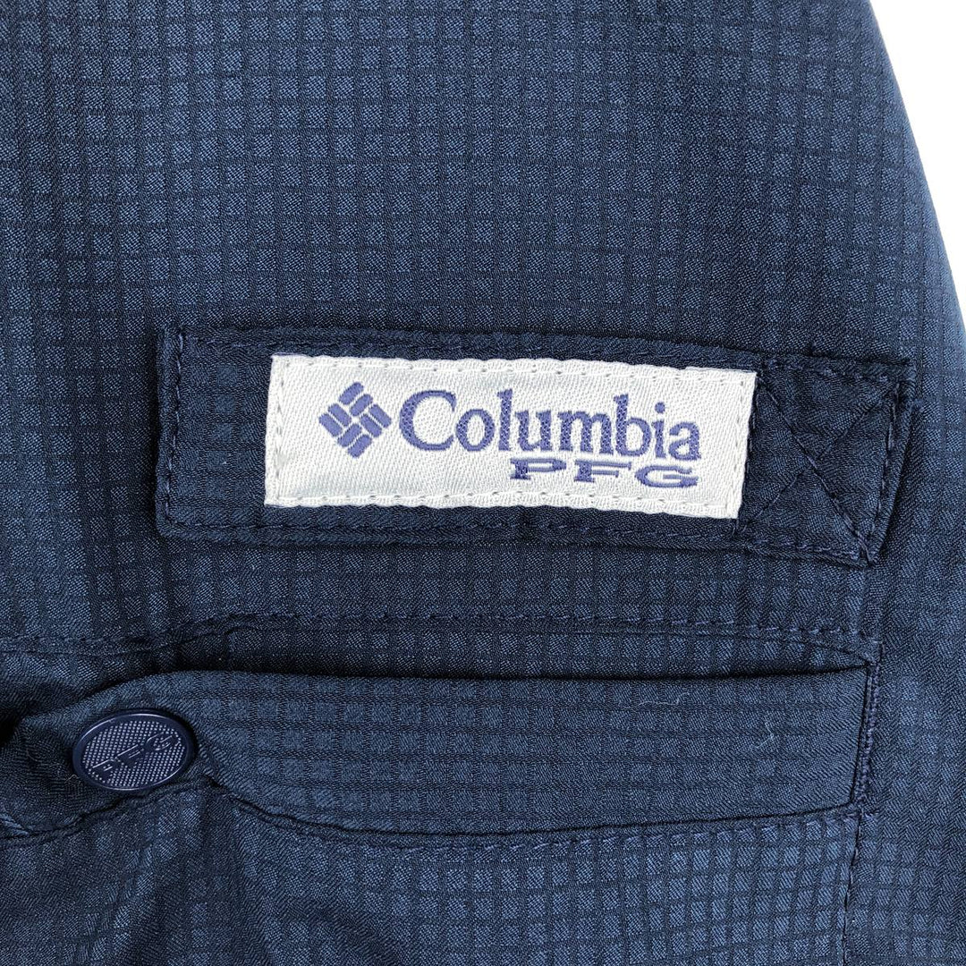 Columbia PFG OMNI-SHADE Button-Down Long-Sleeve Fishing Shirt, Men's Size XL (approx.) polyester navy blue type Vintage Second Hand