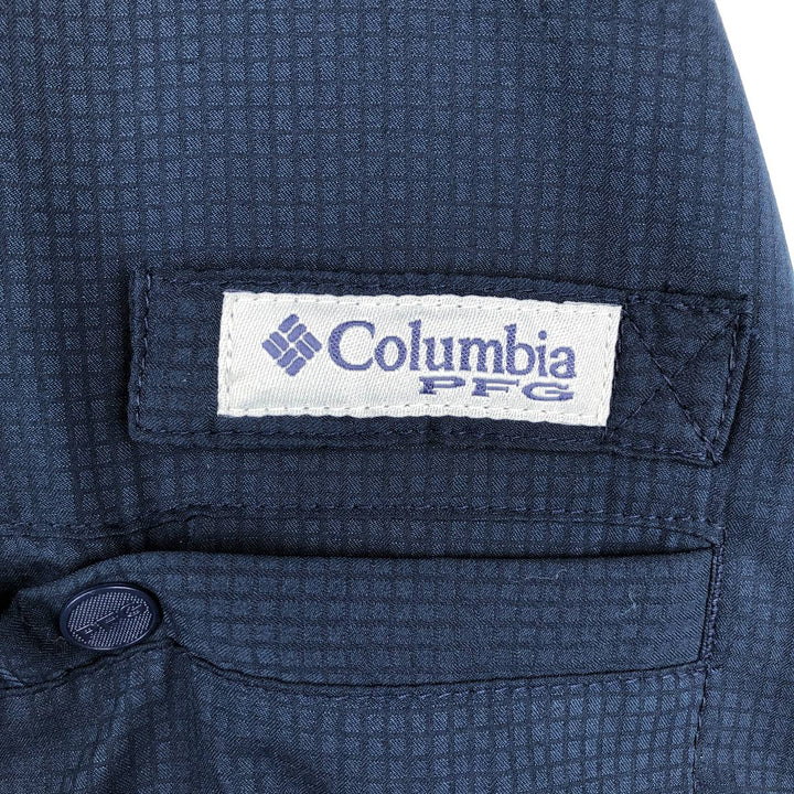 Columbia PFG OMNI-SHADE Button-Down Long-Sleeve Fishing Shirt, Men's Size XL (approx.) polyester navy blue type Vintage Second Hand