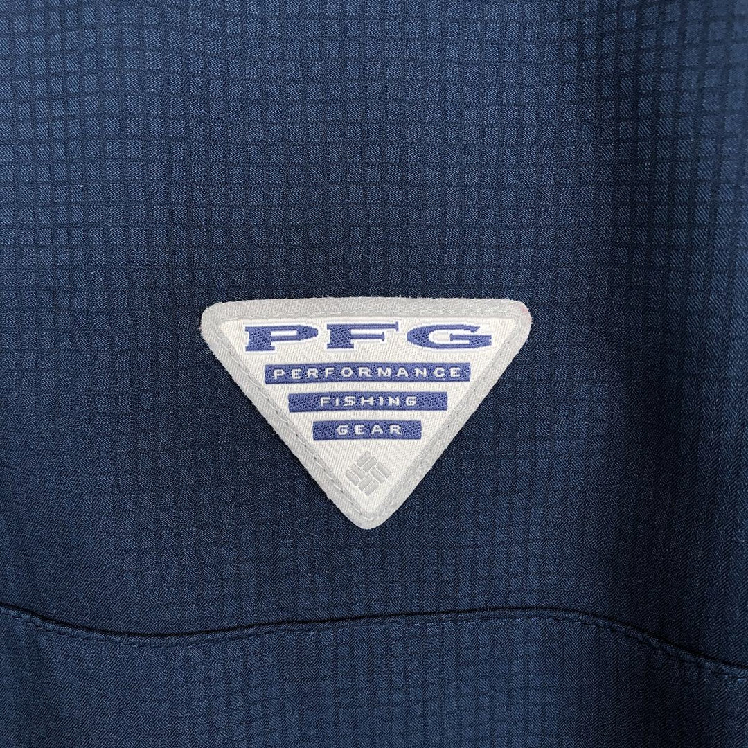 Columbia PFG OMNI-SHADE Button-Down Long-Sleeve Fishing Shirt, Men's Size XL (approx.) polyester navy blue type Vintage Second Hand