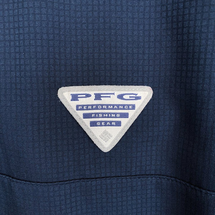 Columbia PFG OMNI-SHADE Button-Down Long-Sleeve Fishing Shirt, Men's Size XL (approx.) polyester navy blue type Vintage Second Hand