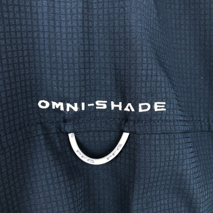 Columbia PFG OMNI-SHADE Button-Down Long-Sleeve Fishing Shirt, Men's Size XL (approx.) polyester navy blue type Vintage Second Hand