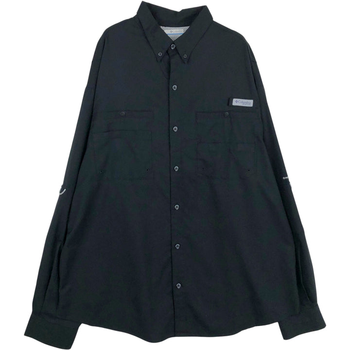 Columbia PFG OMNI-SHADE Button-Down Long-Sleeve Fishing Shirt, Men's Size XL (approx.) polyester black type Vintage Second Hand