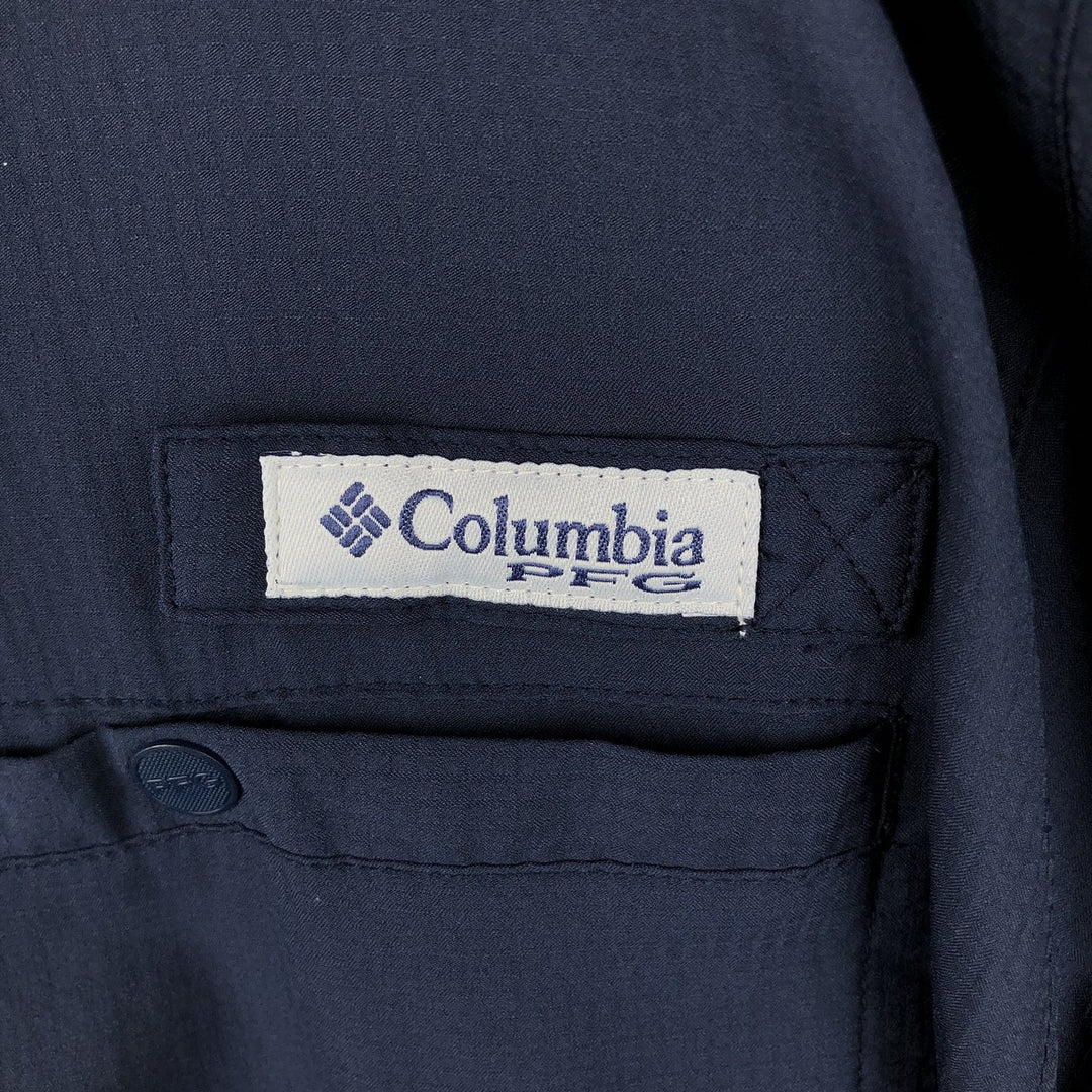 Columbia PFG Tamami Omni-Shade Button-Down Long-Sleeve Fishing Shirt (Men's Size XL) polyester navy blue type Vintage Second Hand