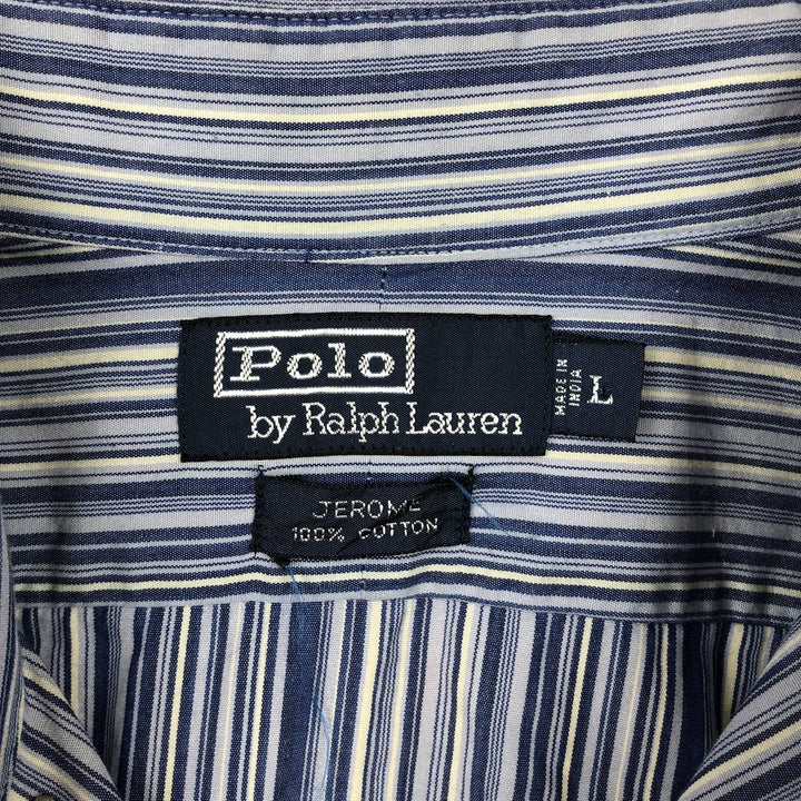 Ralph Lauren JEROME Multi-stripe Long Sleeve Cotton Striped Shirt, Men's L size cotton blue type Vintage Second Hand