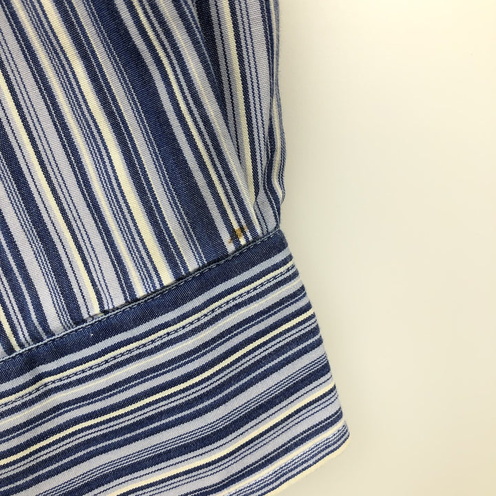 Ralph Lauren JEROME Multi-stripe Long Sleeve Cotton Striped Shirt, Men's L size cotton blue type Vintage Second Hand