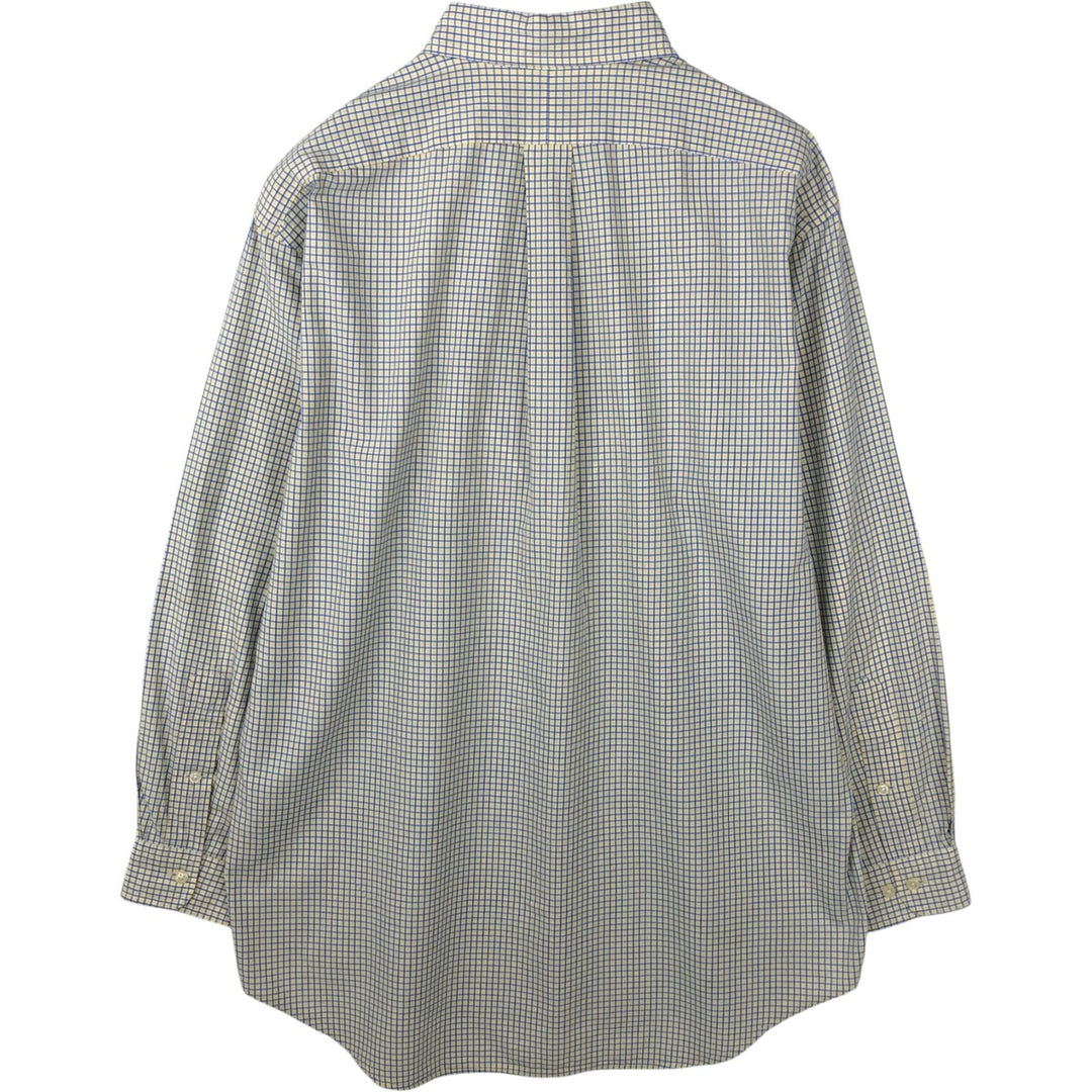 Ralph Lauren YARMOUTH Long Sleeve Button-Down Check Shirt, Men's Size L cotton white type Vintage Second Hand