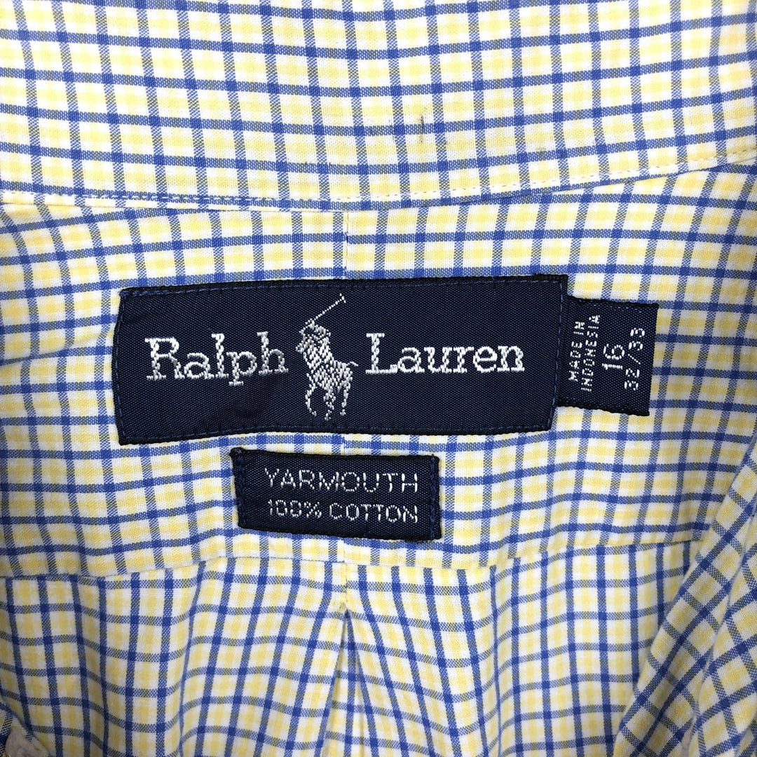 Ralph Lauren YARMOUTH Long Sleeve Button-Down Check Shirt, Men's Size L cotton white type Vintage Second Hand