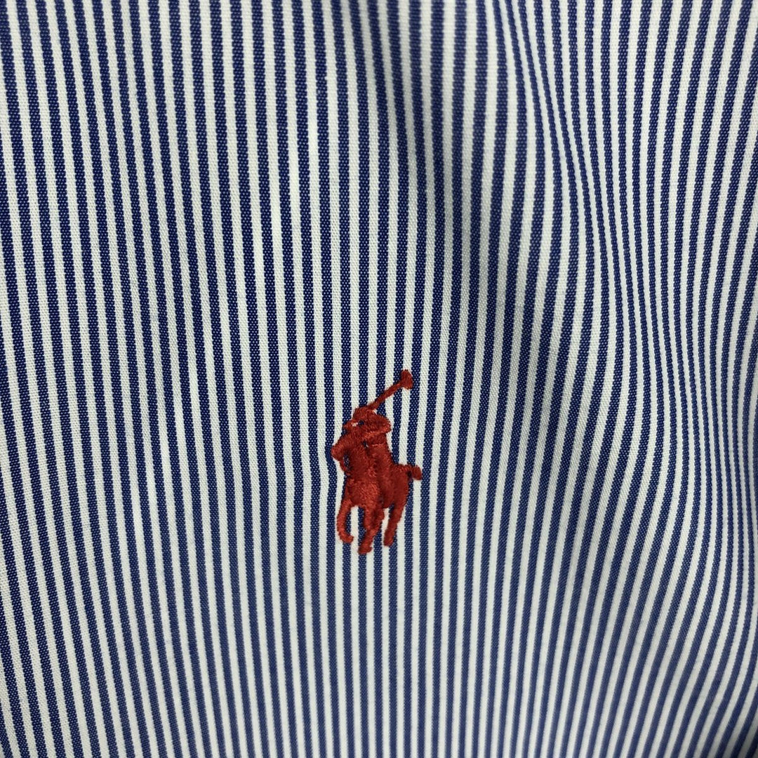 Ralph Lauren YARMOUTH Long Sleeve Button-Down Striped Shirt, Men's XL cotton navy blue type Vintage Second Hand