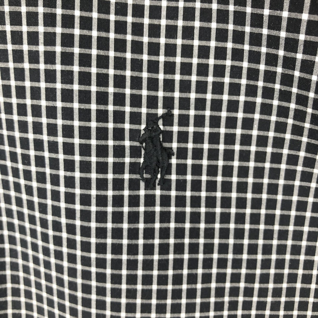 Ralph Lauren SLIM FIT STRETCH POPLIN Long-Sleeve Button-Down Check Shirt, Men's Size XL (approx.) cotton black type Vintage Second Hand