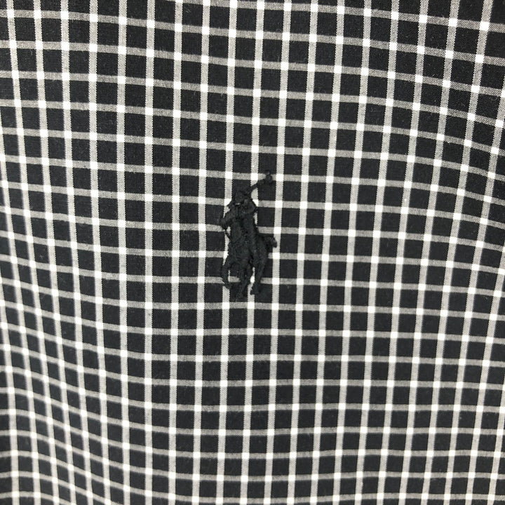 Ralph Lauren SLIM FIT STRETCH POPLIN Long-Sleeve Button-Down Check Shirt, Men's Size XL (approx.) cotton black type Vintage Second Hand