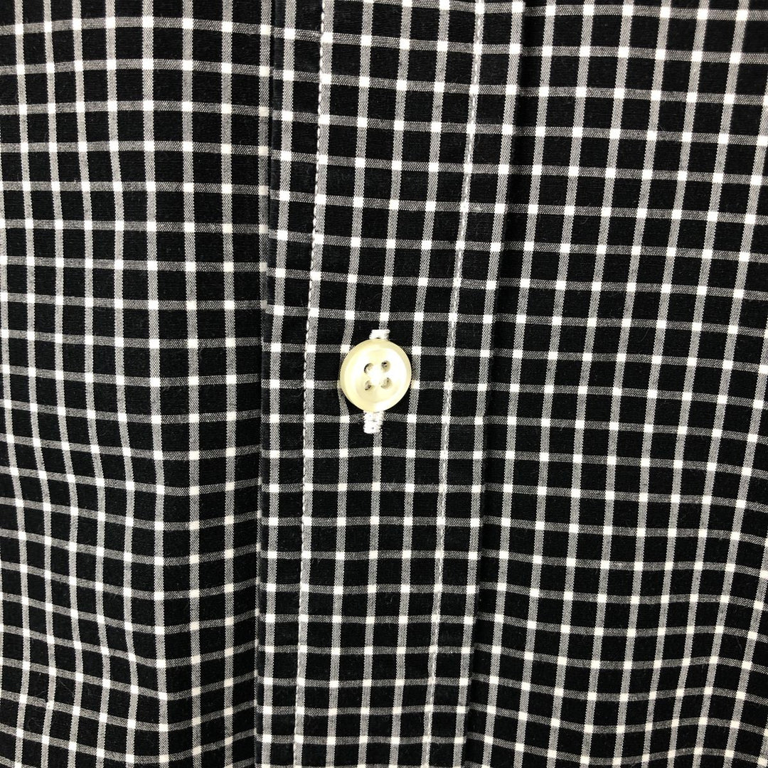 Ralph Lauren SLIM FIT STRETCH POPLIN Long-Sleeve Button-Down Check Shirt, Men's Size XL (approx.) cotton black type Vintage Second Hand
