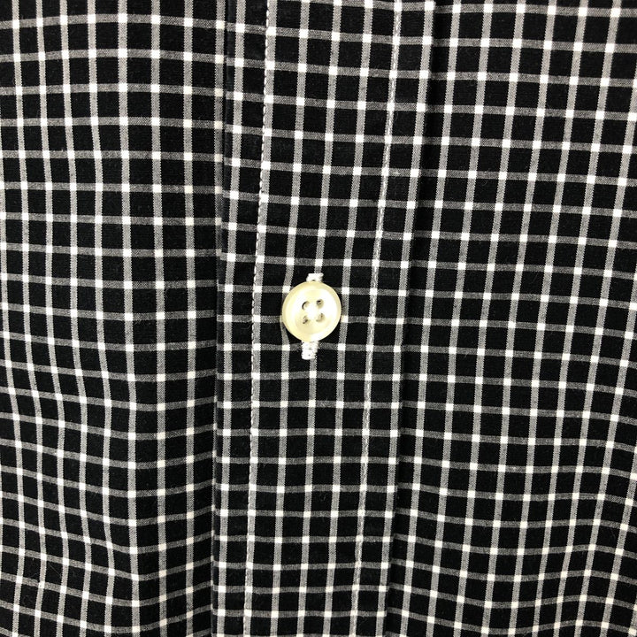Ralph Lauren SLIM FIT STRETCH POPLIN Long-Sleeve Button-Down Check Shirt, Men's Size XL (approx.) cotton black type Vintage Second Hand