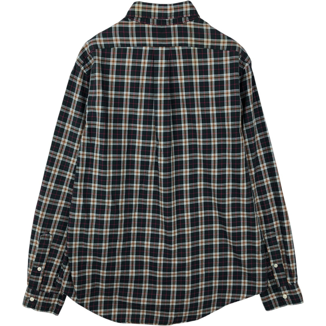 Ralph Lauren CUSTOM FIT long sleeve button down check shirt, men's size L cotton green type Vintage Second Hand