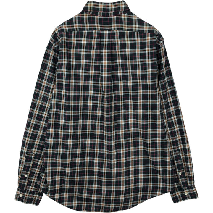 Ralph Lauren CUSTOM FIT long sleeve button down check shirt, men's size L cotton green type Vintage Second Hand