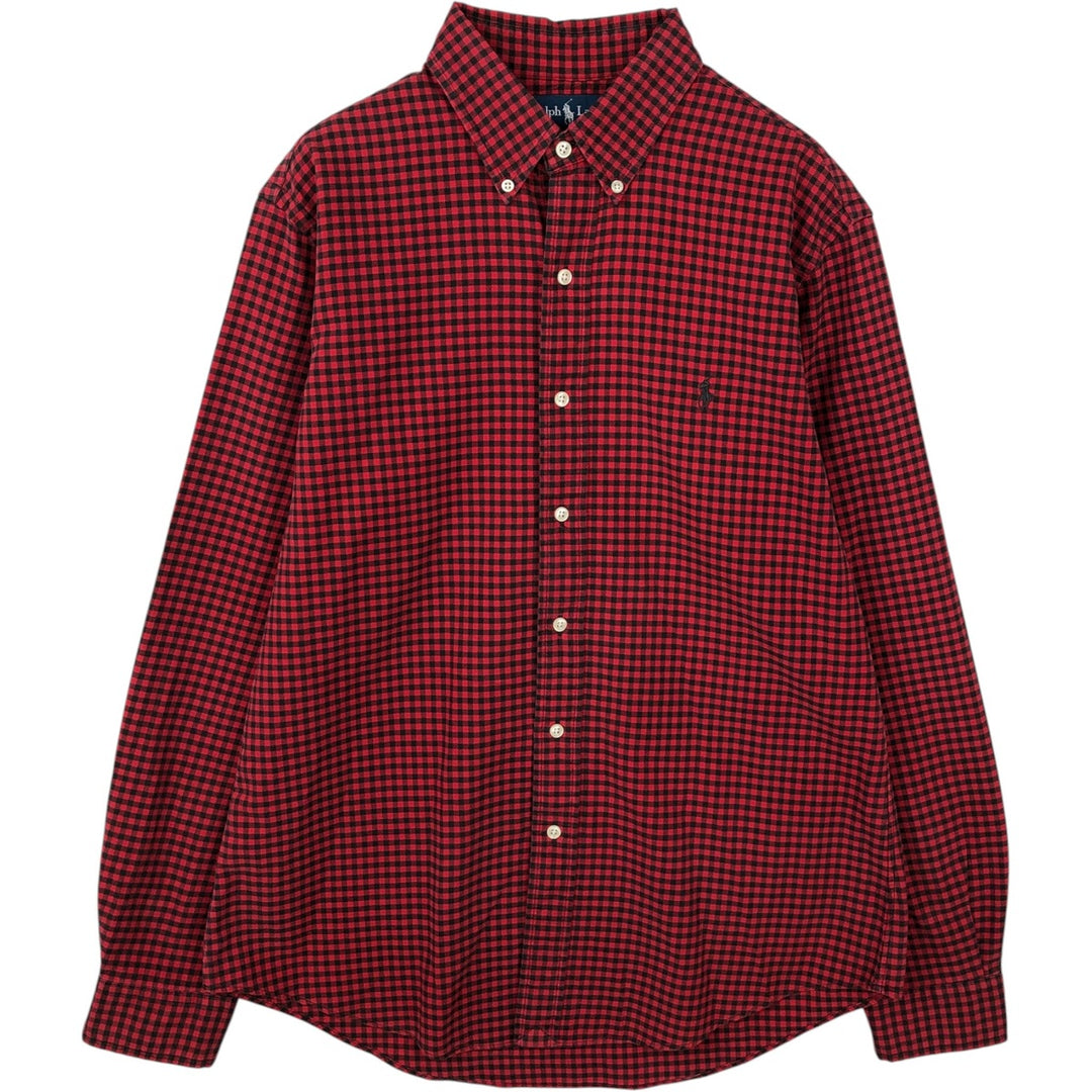 Ralph Lauren CUSTOM FIT Gingham Check Long Sleeve Button Down Check Shirt Men's L size cotton red type Vintage Second Hand