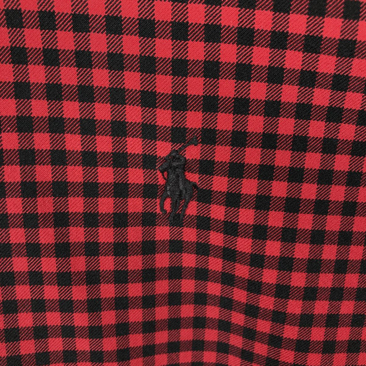 Ralph Lauren CUSTOM FIT Gingham Check Long Sleeve Button Down Check Shirt Men's L size cotton red type Vintage Second Hand