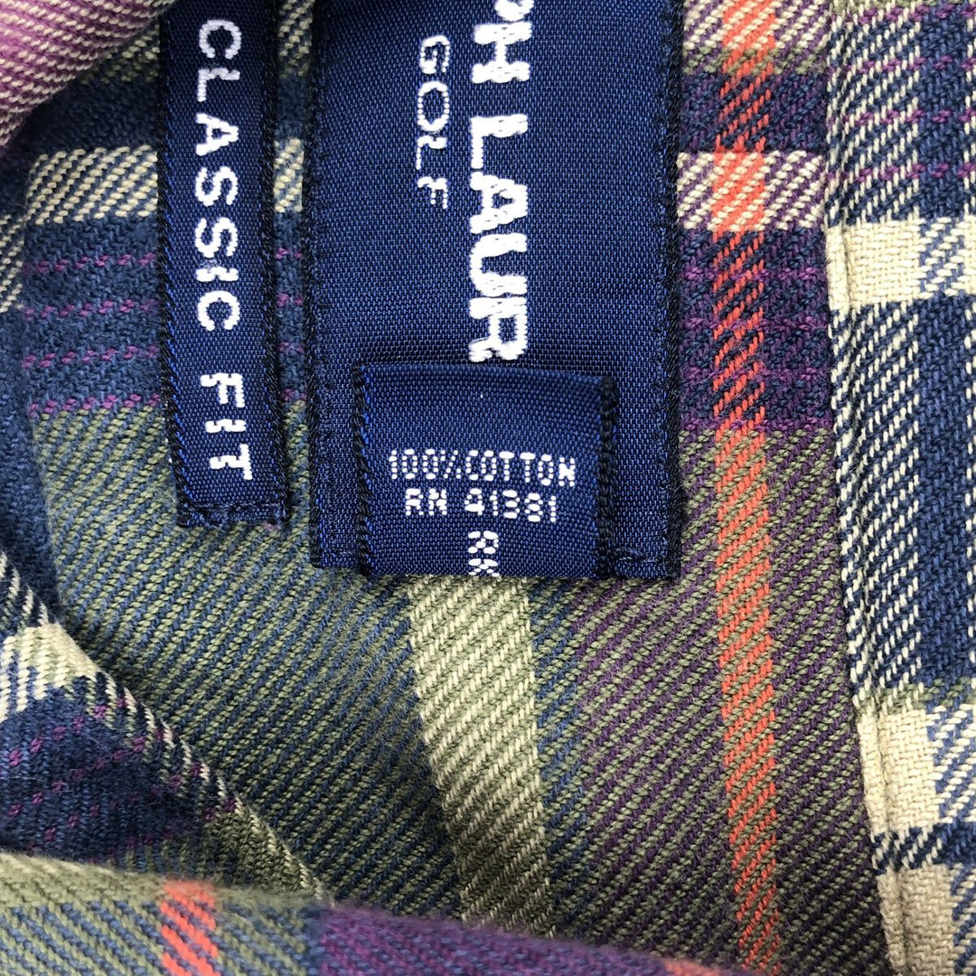 Ralph Lauren GOLF CLASSIC FIT Long-Sleeve Button-Down Check Shirt, Men's Size L (approx.) cotton green type Vintage Second Hand
