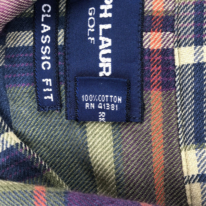 Ralph Lauren GOLF CLASSIC FIT Long-Sleeve Button-Down Check Shirt, Men's Size L (approx.) cotton green type Vintage Second Hand