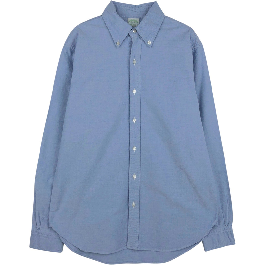 Brooks Brothers Est.1818 MILANO Long-Sleeve Button-Down Shirt, Made in USA, Men's Size S (approx.) Supima Cotton Blue type light blue Vintage Second Hand