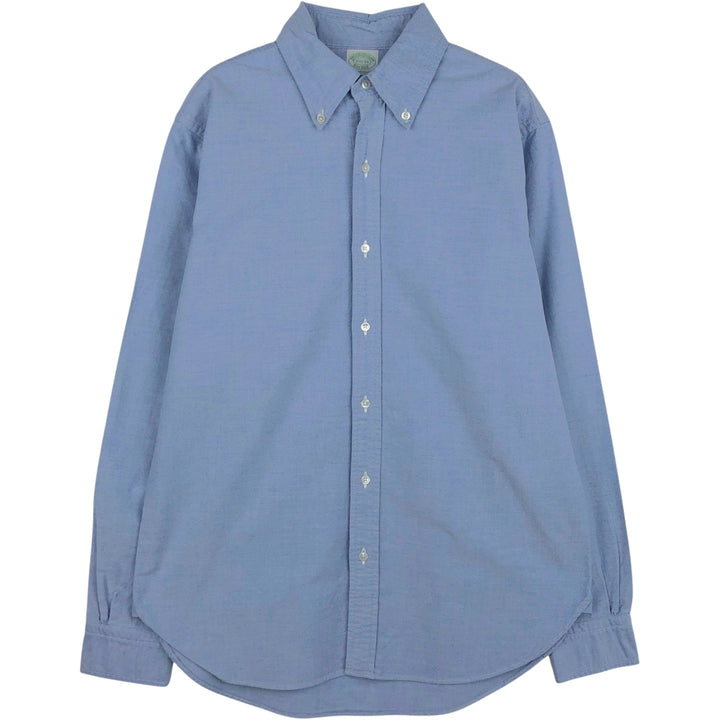 Brooks Brothers Est.1818 MILANO Long-Sleeve Button-Down Shirt, Made in USA, Men's Size S (approx.) Supima Cotton Blue type light blue Vintage Second Hand