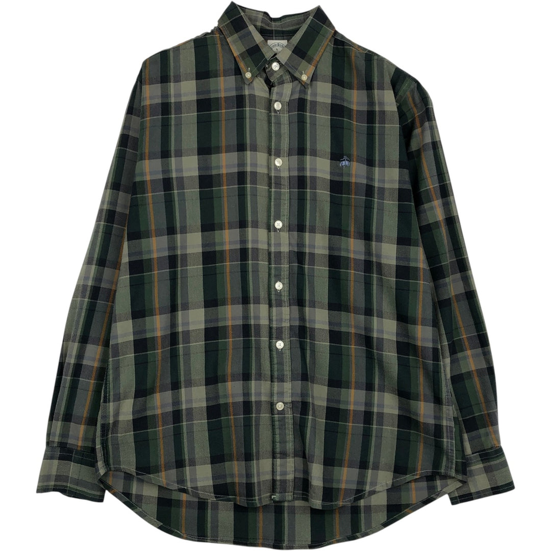 Brooks Brothers 1818 Long Sleeve Button-Down Check Shirt, Men's Size L Supima Cotton green type Vintage Second Hand