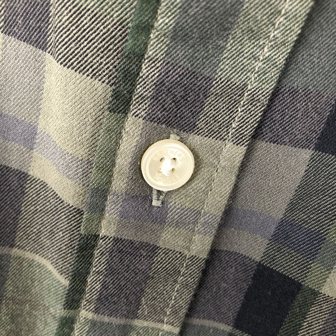 Brooks Brothers 1818 Long Sleeve Button-Down Check Shirt, Men's Size L Supima Cotton green type Vintage Second Hand