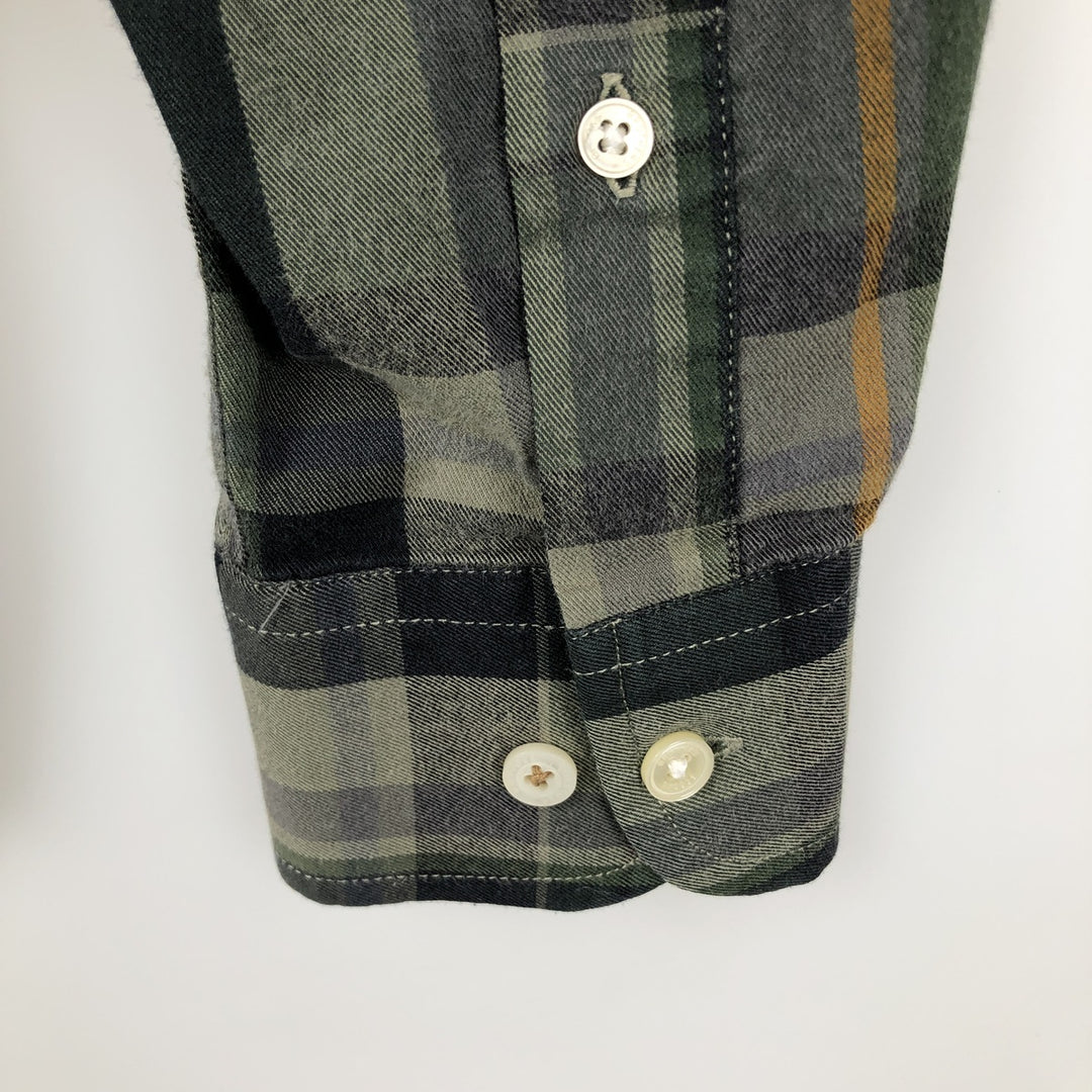 Brooks Brothers 1818 Long Sleeve Button-Down Check Shirt, Men's Size L Supima Cotton green type Vintage Second Hand